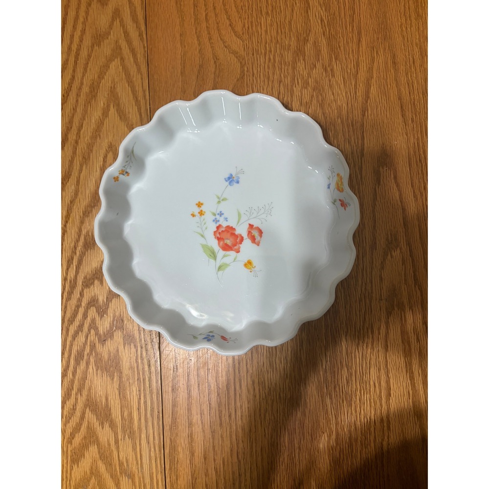Hearthside Bake N Serve 9 Inch Quiche Dish Fine Porcelain Floral Poppy Japan